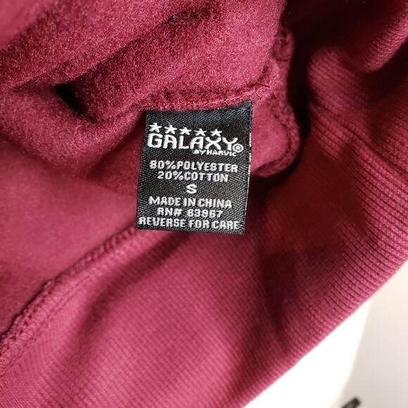 Hooded Sweatshirt with Kangaroo Pocket Burgundy Small, Galaxy by Harvick NEW - Picture 4 of 6